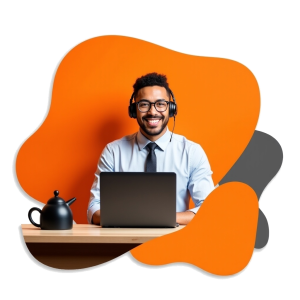 IT support technician talking to a government contracting client